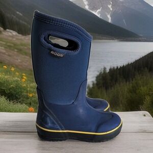 BOGS Boots Boys Sz 12 Winter Snow Rain Blue Fair Condn Pull On, Heavy Wear -30°